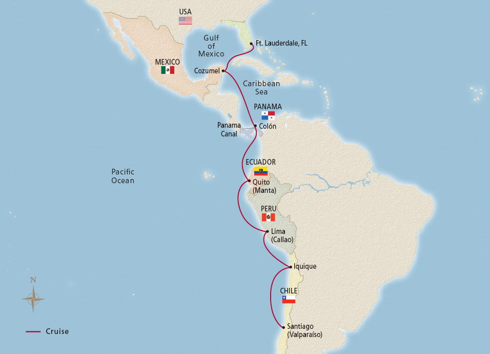 Map of the Panama & Scenic South America" itinerary