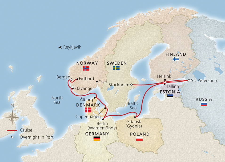 Photo of a map showing the destinations of the current itinerary.