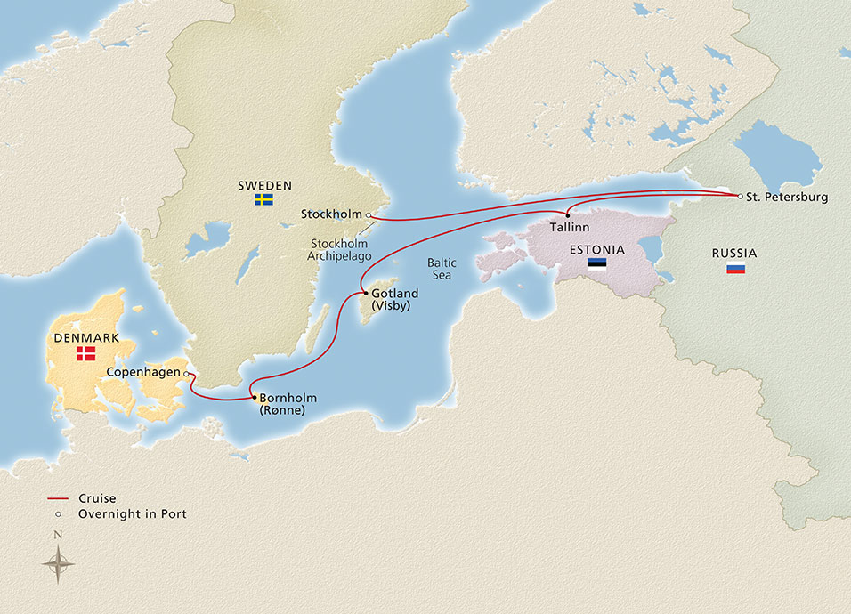 Russia & the Baltic Sea cruise map route