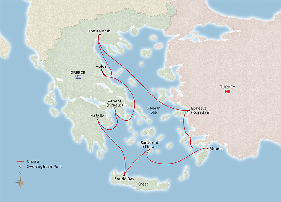 Map of Greek Odyssey itinerary