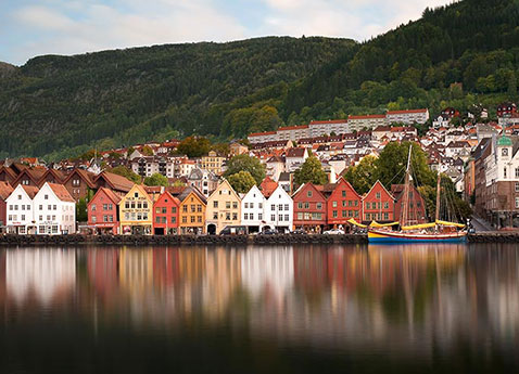 Houses along the water in Bergen, Norway