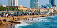 Throngs of people at Galle Face Beach in Colombo, Sri Lanka