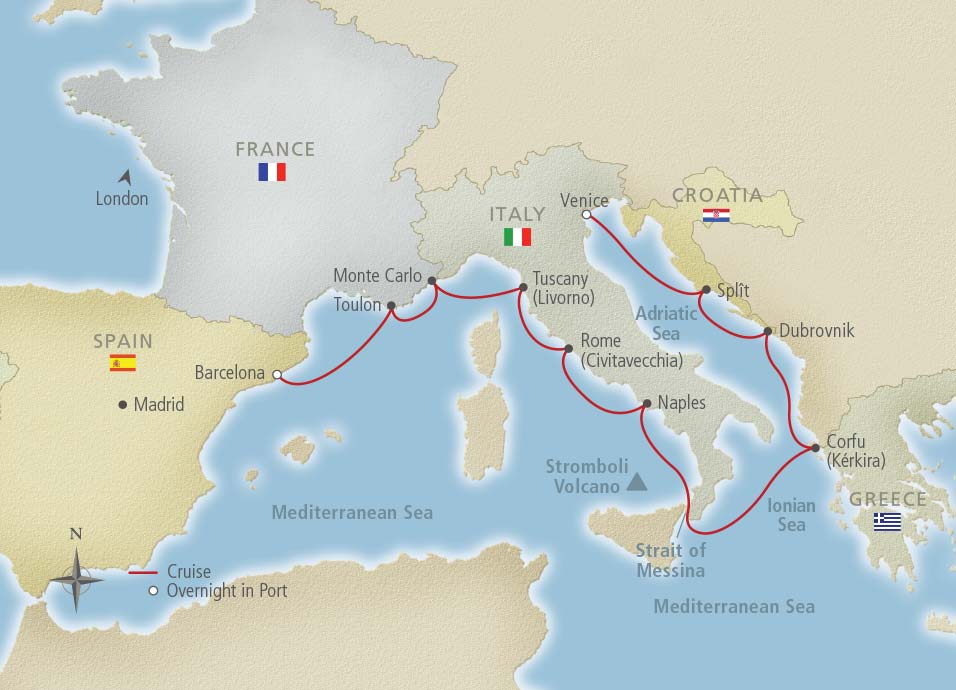 map of mediterranean cruises