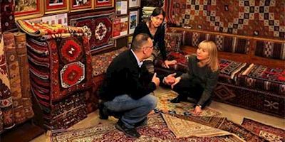 Karine Hagen learning about Turkish Carpets.